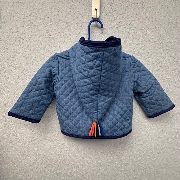 Hanna Andersson Other - Hanna Andersson 0-3mo Quilted Chambray Hooded Jacket in Lght-Med Wash Blue, EUC